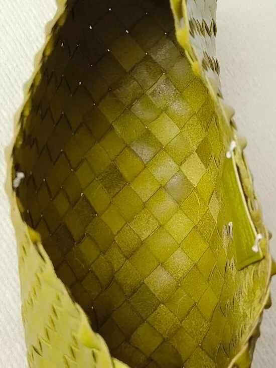 Dragon Diffusion Bamboo Green Woven Leather Baguette Bag - Picture 10 of 12